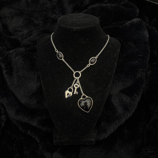 Key Heart Locket Necklace