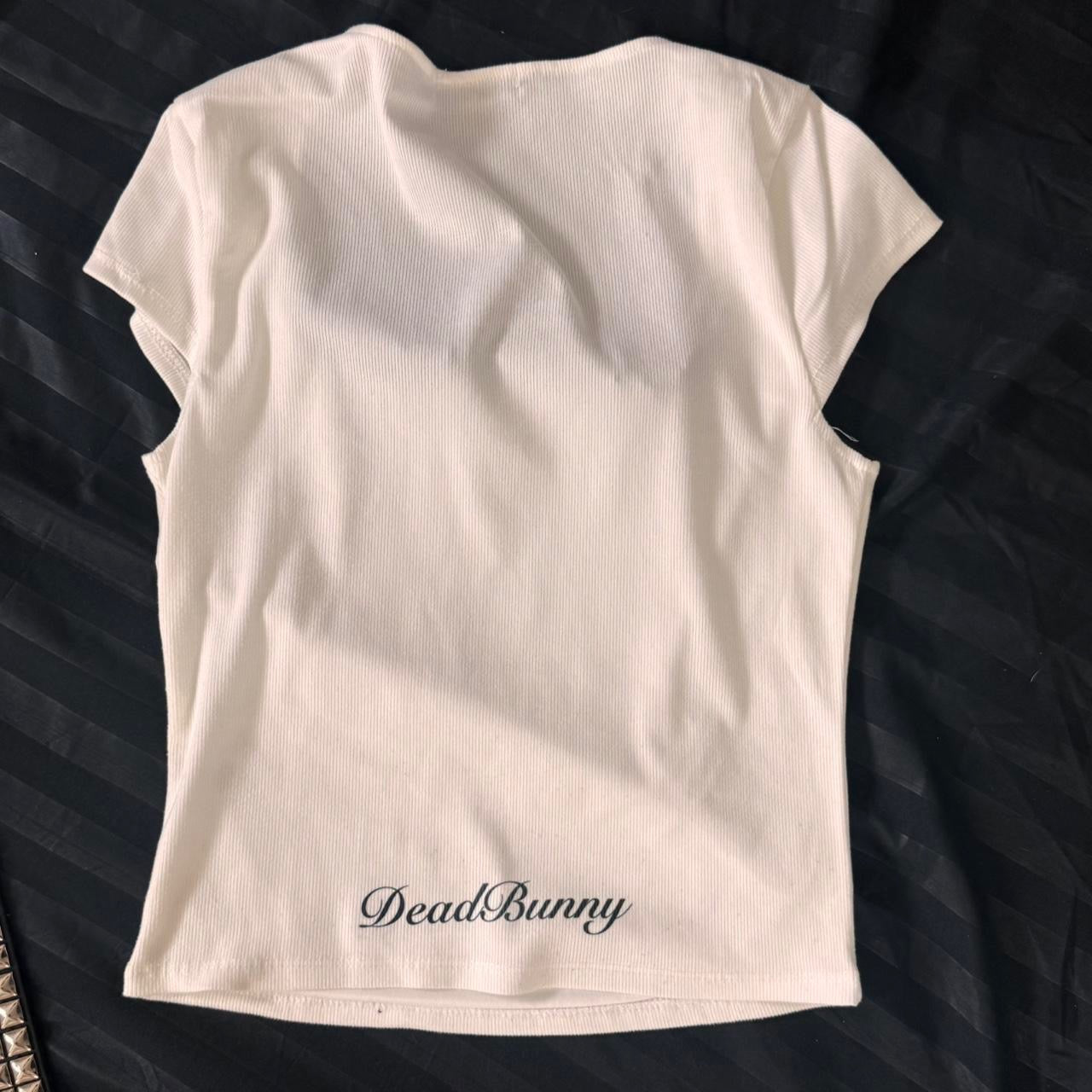 Deadbunny Strawberry switchblade black and white baby tee